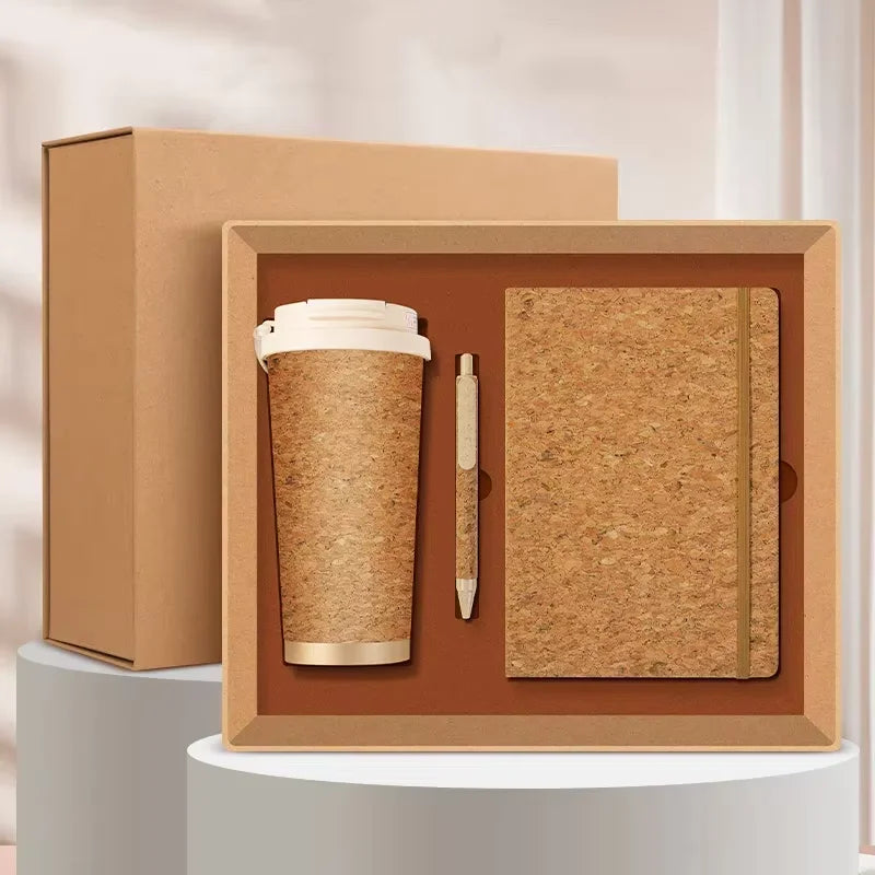 Custom Wooden Notebook Gift Set with Logo | 10 MOQ