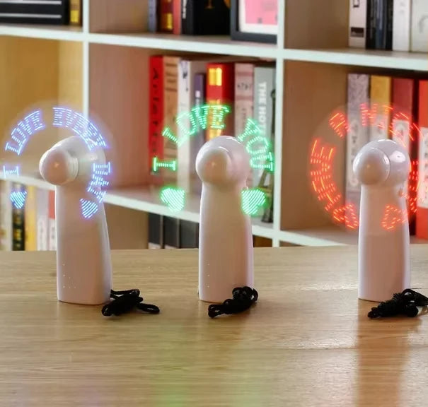 Custom Mini Handheld LED Message Fan for Promotion | USB Battery
