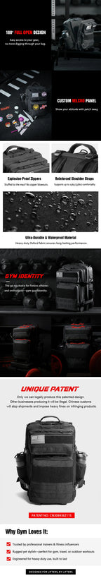 LAMGOYI Tactical Backpack 45L | Custom Fitness Gym Bag MOQ 300