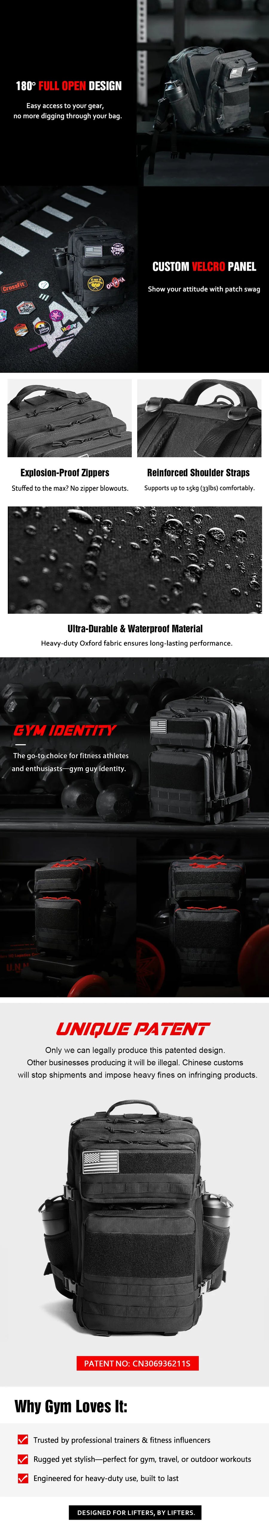 LAMGOYI Tactical Backpack 45L | Custom Fitness Gym Bag MOQ 300