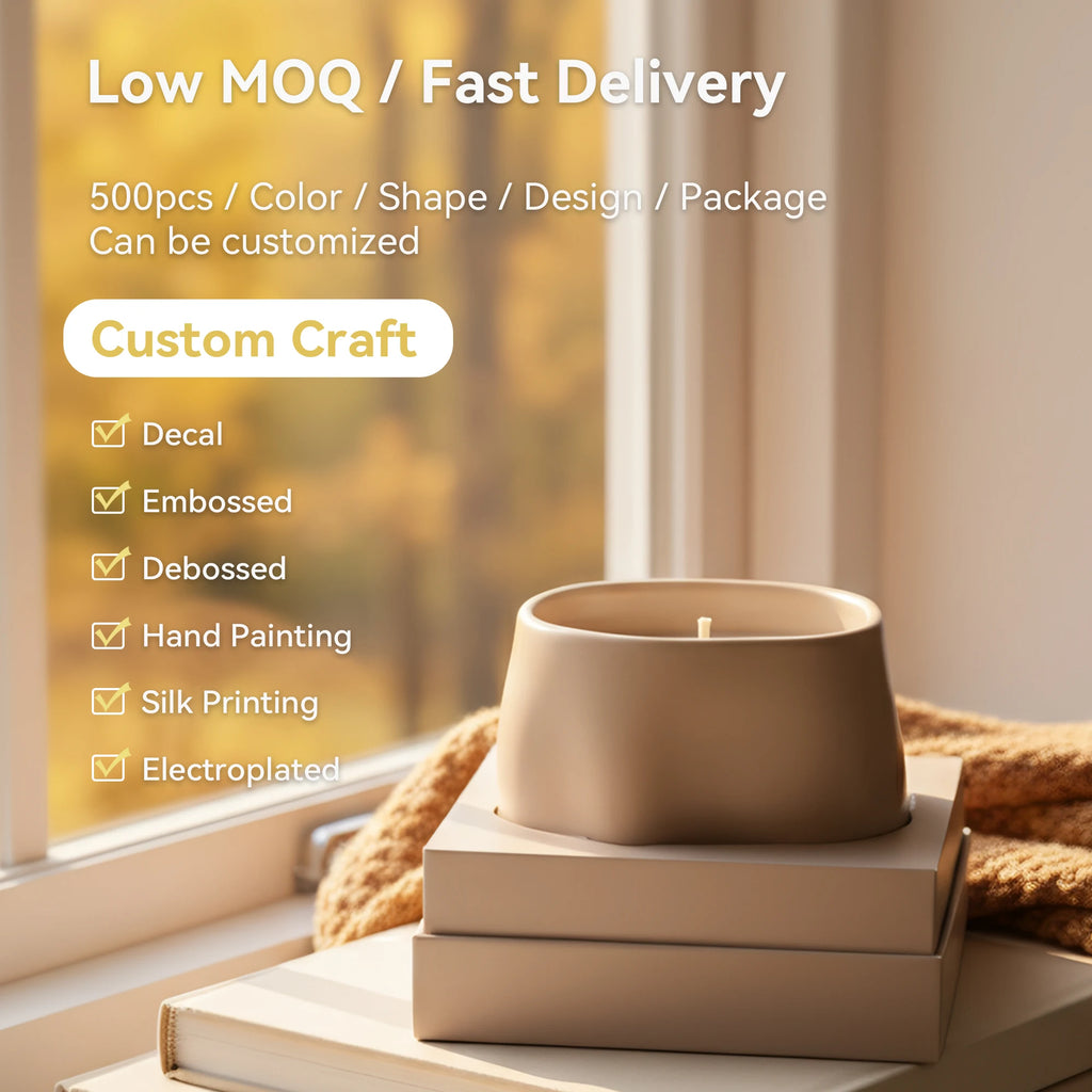Custom Ceramic Candle Jars with Logo | 12-Piece MOQ for Corporate Gift Programs
