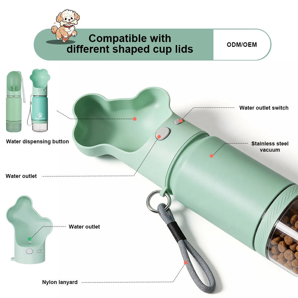 Custom 2-in-1 Dog Water Bottle | 14oz/18oz | BPA-Free Stainless Steel