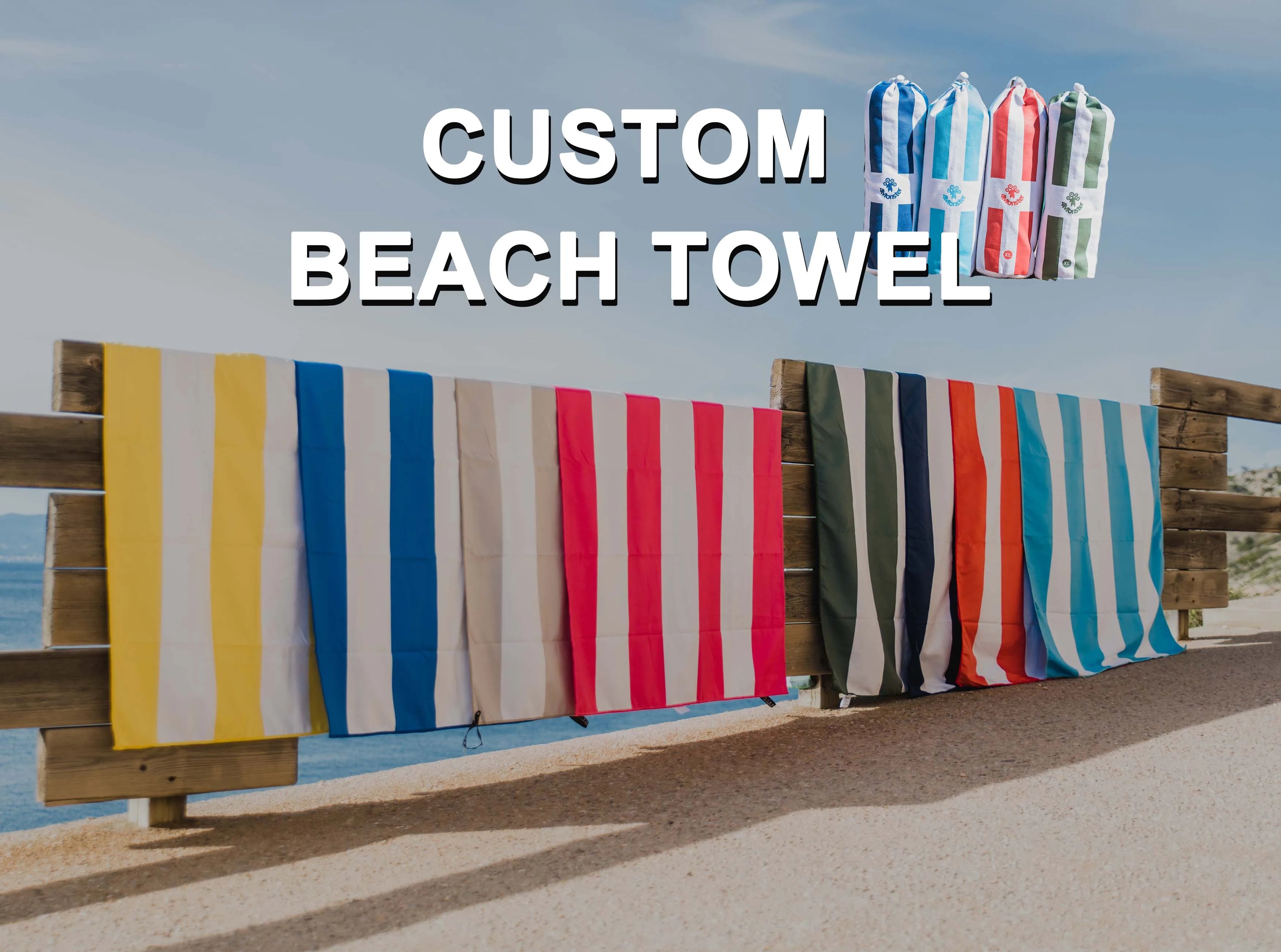 Custom Microfiber Beach Towel Set — Quick Dry Sand Free with Mesh Bag | 100 Pcs MOQ | Swim Towels Bulk