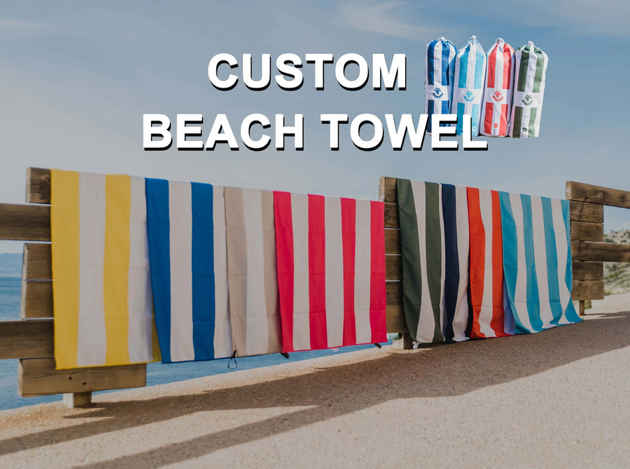 Custom Microfiber Beach Towel Set — Quick Dry Sand Free with Mesh Bag | 100 Pcs MOQ | Swim Towels Bulk
