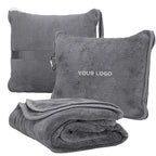 2-in-1 Travel Pillow Blanket | Custom Logo, 100 Pcs MOQ | OEKO-BSCI Certified