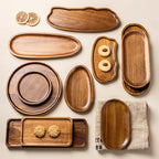 Acacia Wood Serving Tray Oval Japandi Style | Custom Engraving