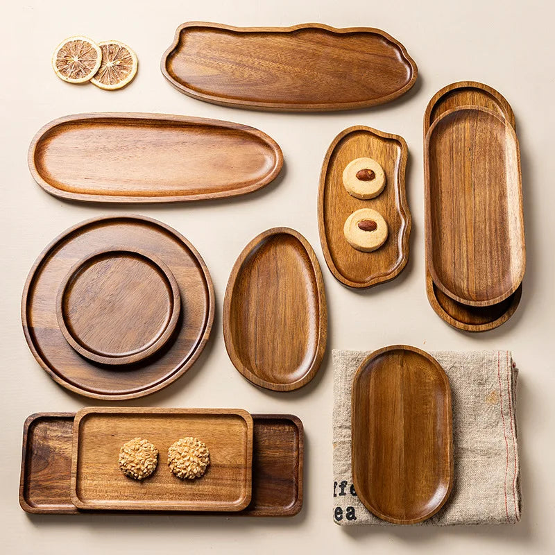 Acacia Wood Serving Tray Oval Japandi Style | Custom Engraving
