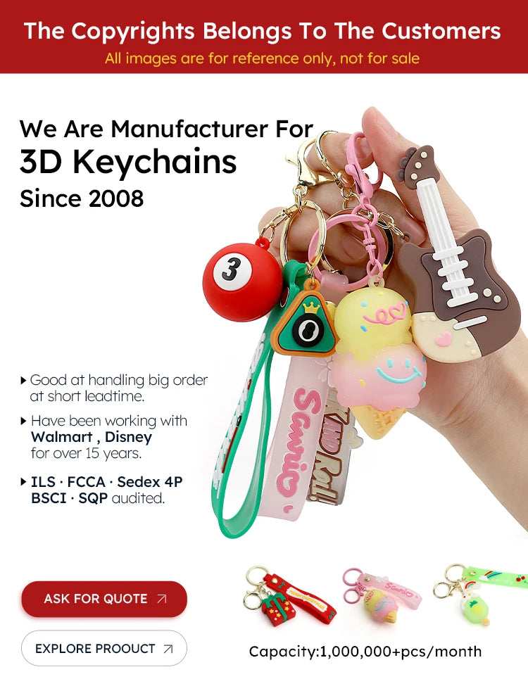 Custom 3D PVC Keychains with Logo | MOQ 3000 Promotional