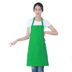 Custom Plain Color Polyester Bib Apron with Front Pocket for Cafés, Kitchens, BBQ, and Cleaning Use