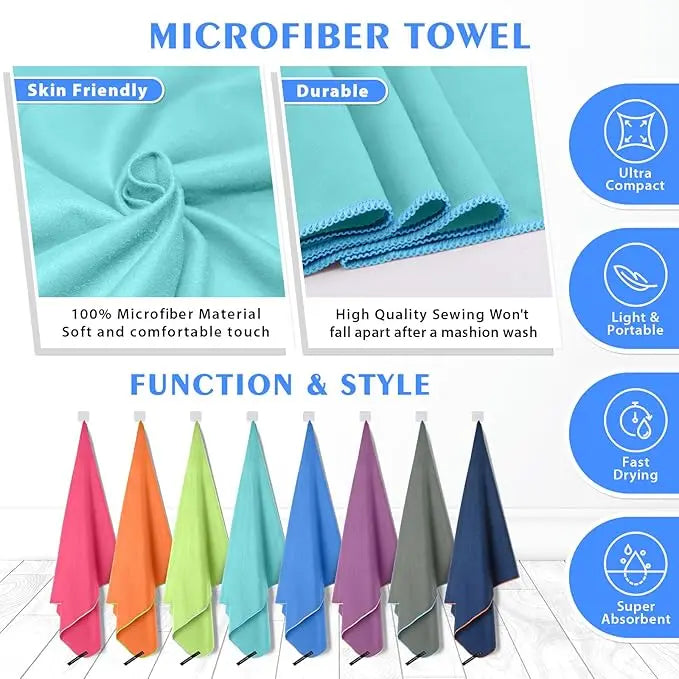Custom 85/15 Microfiber Towel 50pcs MOQ | Quick-Dry CMYK/Silk Print for Beach Fitness Camping