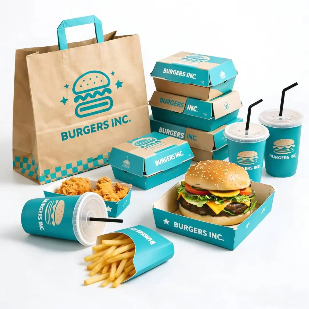 Custom Fast Food Packaging Boxes — Oil & Moisture Protection, 500 Boxes MOQ