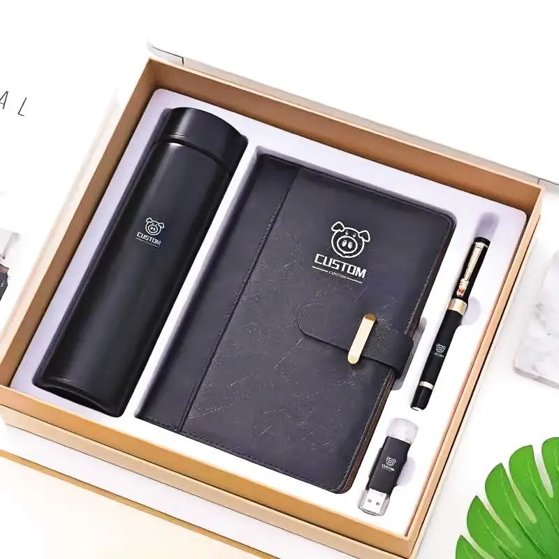 Custom Corporate Gift Set Book & Thermos | 100 Pcs MOQ Trade Show Gift