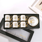 Gold Rimmed Arabic Coffee Cup Set 6pcs | 200 Logo MOQ | EU Certified