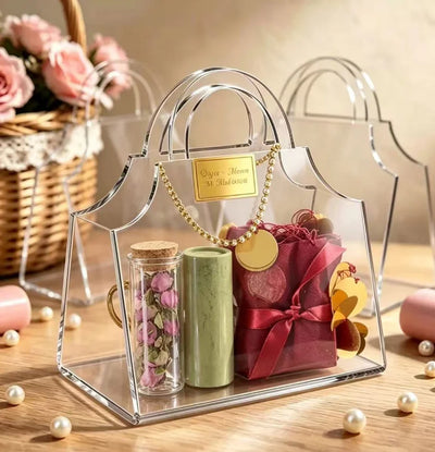 Custom Transparent Acrylic Handbag Favor Box with Logo
