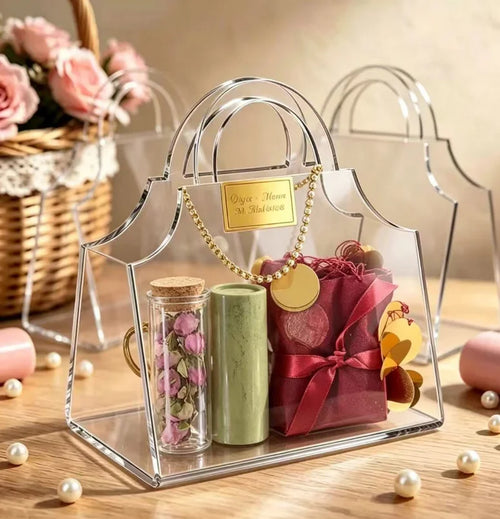 Custom Transparent Acrylic Handbag Favor Box with Logo