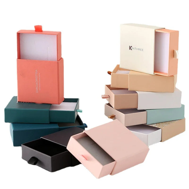 Custom Luxury Jewelry Drawer Boxes: 500 MOQ, 4mm Grey Board, Slide Design | Embossed/Laminated Gift Packaging