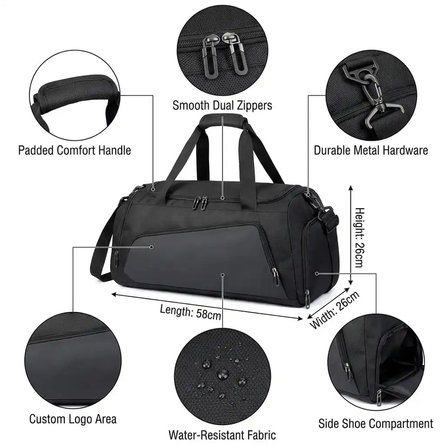 Waterproof Sports Bag | Separate Shoe Compartment | 1 MOQ | Custom Logo