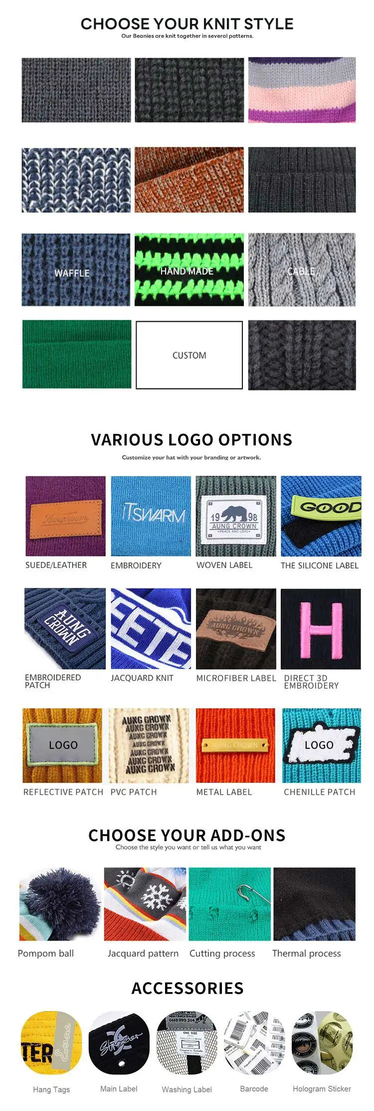 Custom All Over Print Beanies with Logo Wholesale | MOQ 50