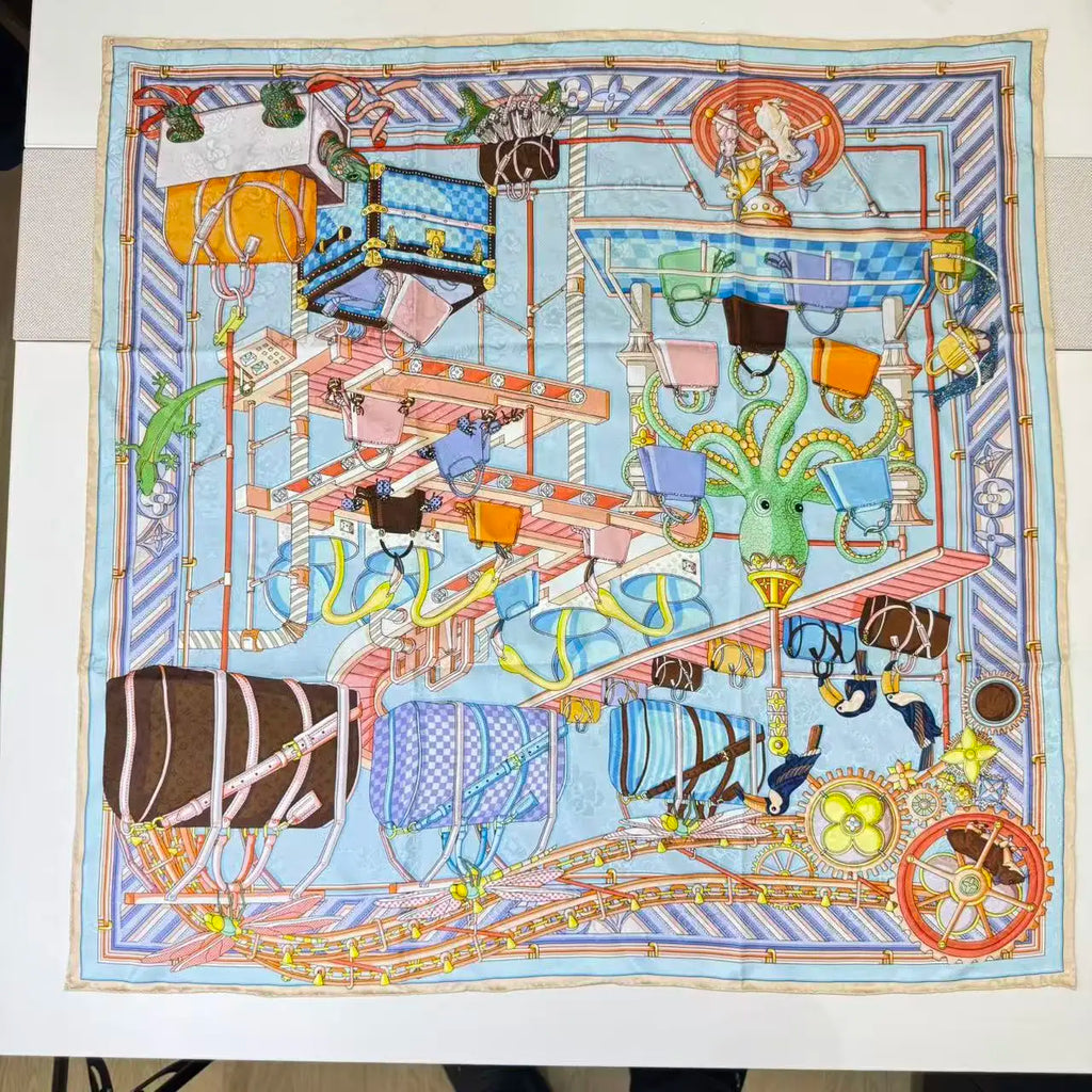 100% Mulberry Silk Square Scarf | 65x65cm | Custom Print | 14-18 Momme