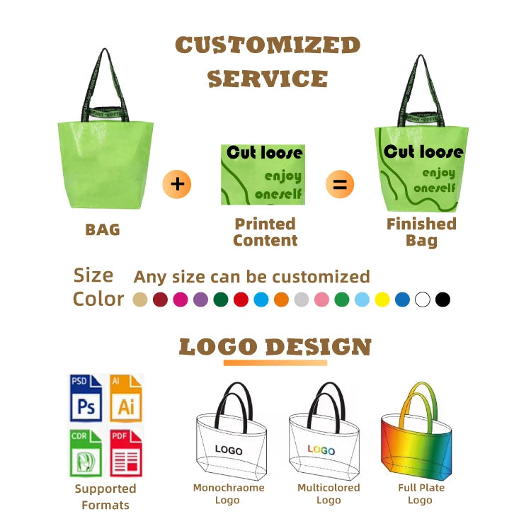 Custom PP Woven Tote Bags | 20 MOQ | 5,000 for Logo