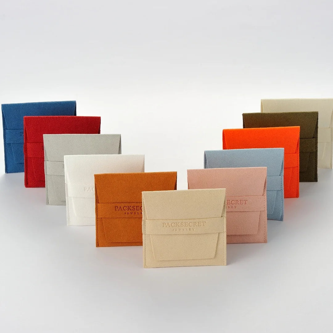 Custom Envelope Velvet Jewelry Pouches with Logo | 100 MOQ for Premium Gift Packaging