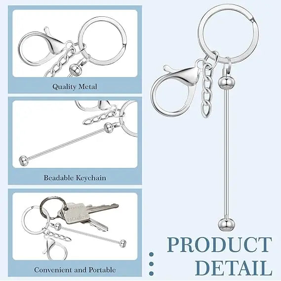 Custom DIY Beadable Keychain Kit | Metal Bars & Silicone Beads | MOQ 10