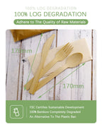 Bamboo Disposable Cutlery Set 170mm | 50,000 MOQ | Biodegradable