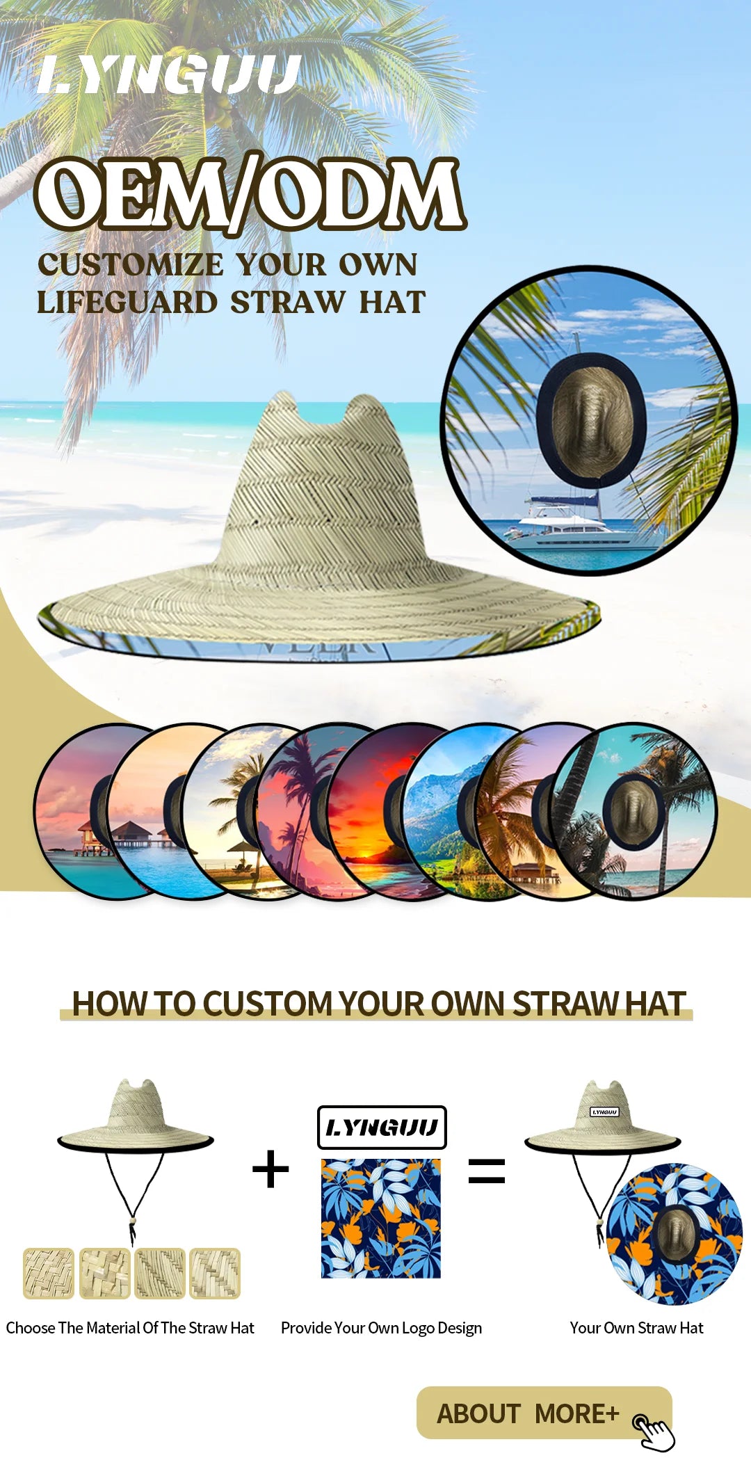 Custom Natural Grass Straw Hat | Summer Beach Logo Patch MOQ 50