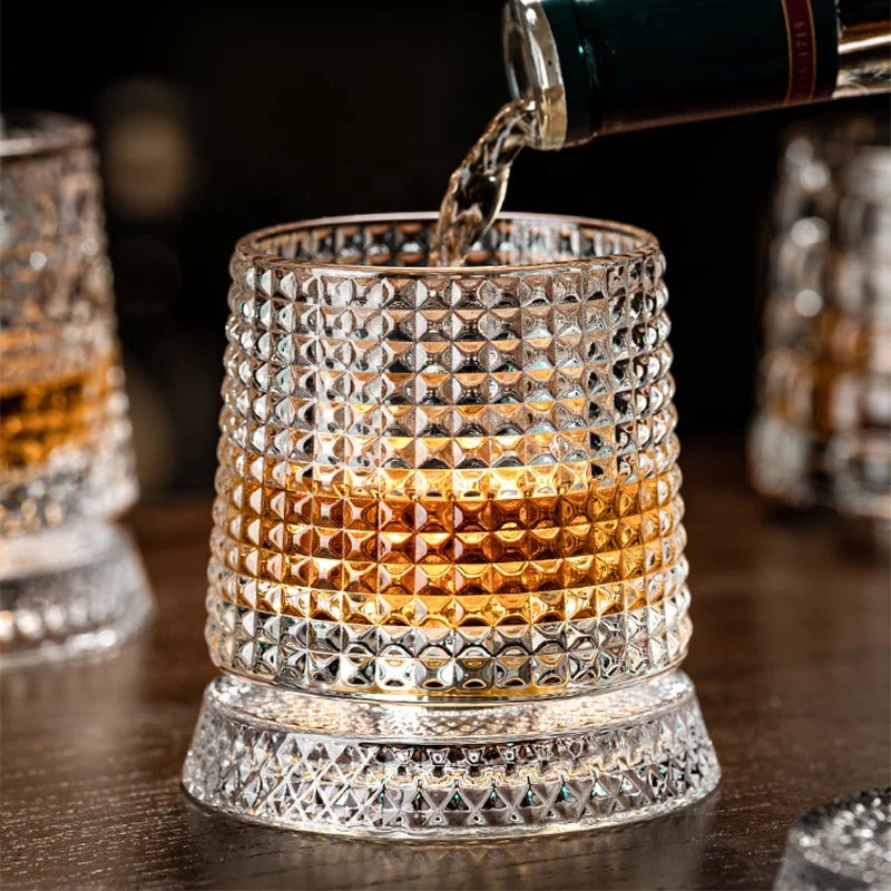 Crystal Rotating Tumbler with Diamond Engraving | 50 MOQ for Executive Gifts