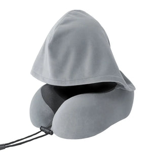 High Support Memory Foam U Shaped Travel Neck Pillow with Hood