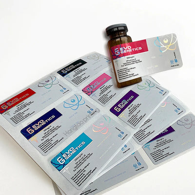 Custom Waterproof Holographic Oblong Labels for Small Bottles and Vials