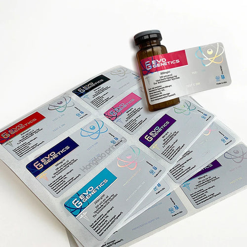 Custom Waterproof Holographic Oblong Labels for Small Bottles and Vials
