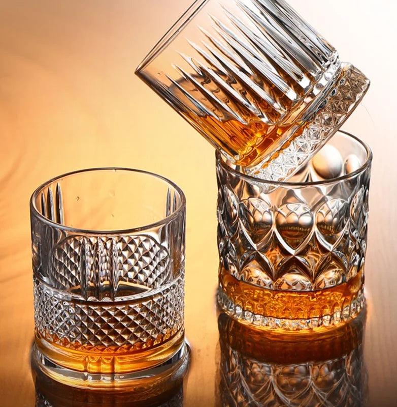 Custom Carved Diamond Whiskey Glasses | 300ml | OEM Service