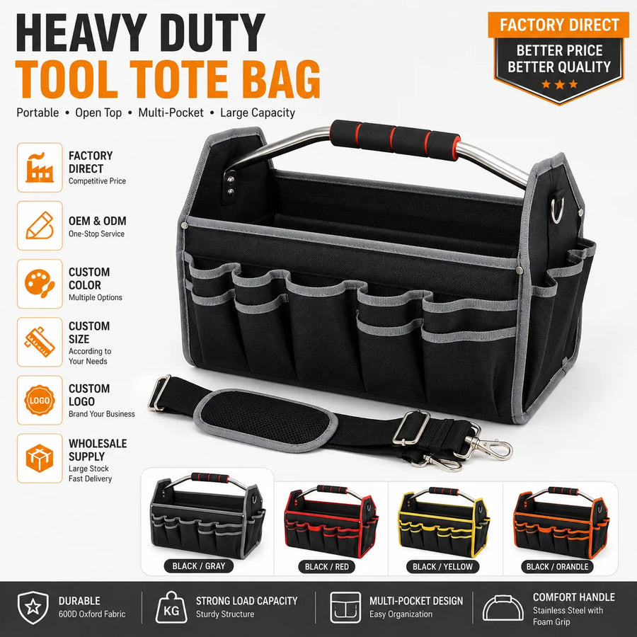 Custom Tool Tote Bags with Logo – Oxford, 30-Tool Capacity
