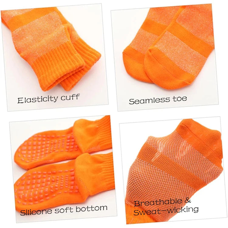 Custom Anti-Slip Trampoline Socks | Adult Kids Non-Slip Rubber Grip | 500 MOQ | Polyester/Spandex
