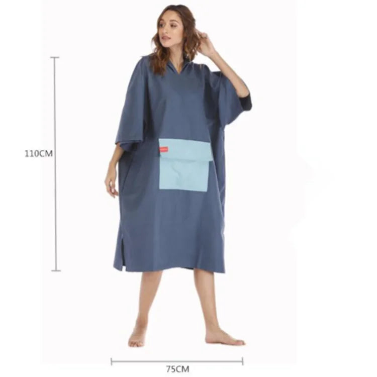 Custom Logo Microfiber Suede Beach Poncho Towel | Quick-Dry Hooded Robe | Low MOQ 200 Units