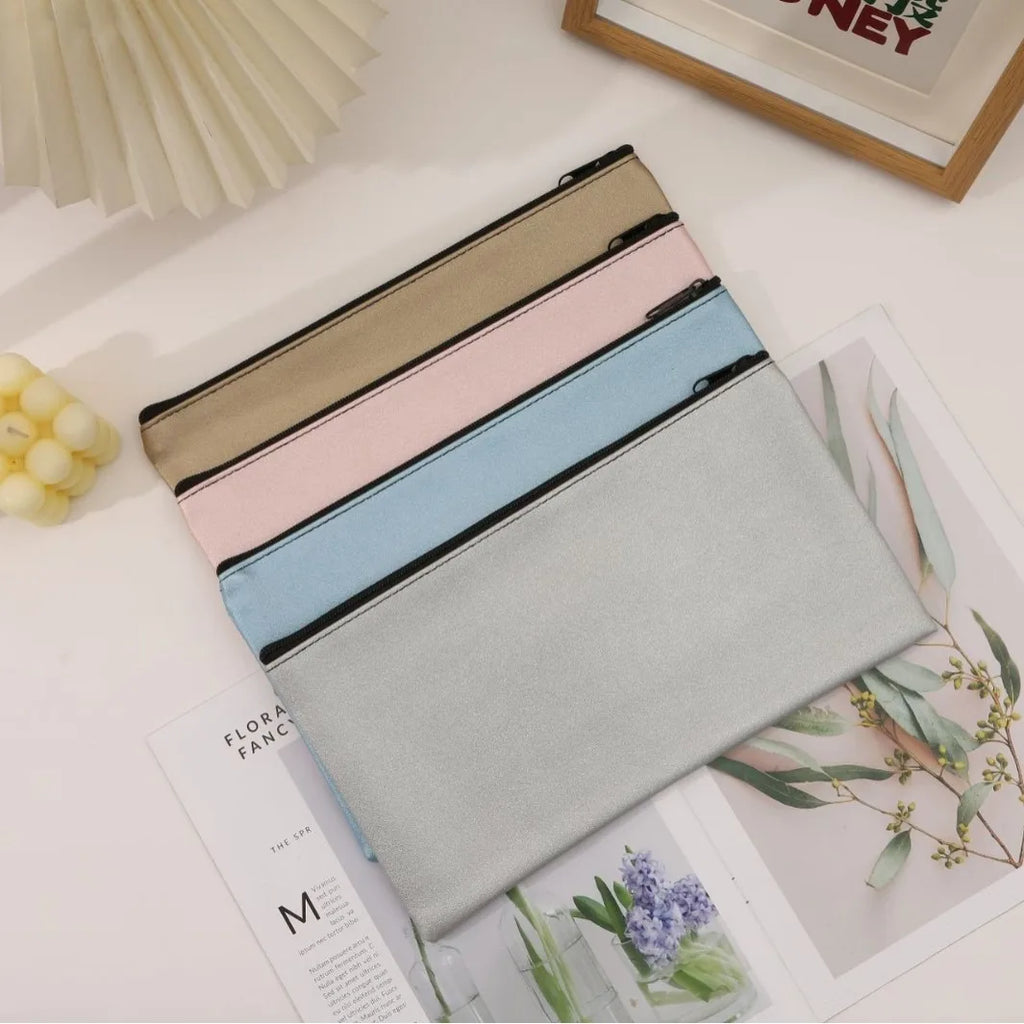 MOQ 100 Pcs Zipper PU Leather Utility Sleeve Wholesale Custom Synthetic Polyurethane Utility Envelope with Slide Fastener