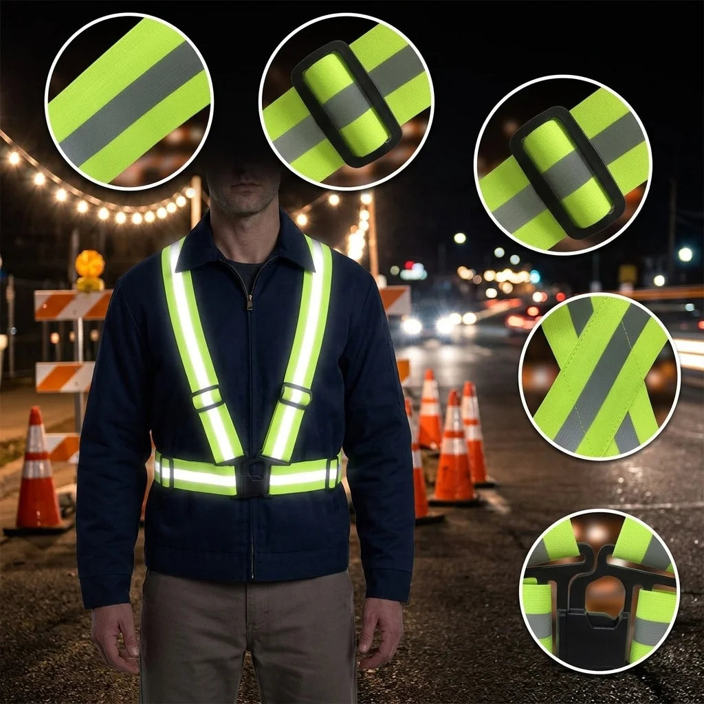 High-Vis Reflective Safety Belt | R>330 cd/lx.m2 | Adjustable Elastic | 1 MOQ | Custom Logo