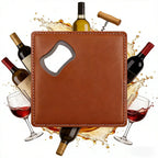 Custom PU Leather Coaster Bottle Opener 200pcs MOQ | Engraved Round Gift for Weddings & Breweries