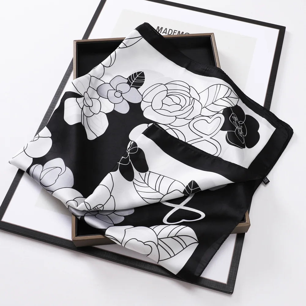 Square Silk Scarf | Digital Print | Custom Logo | 100 MOQ | Women's Fashion