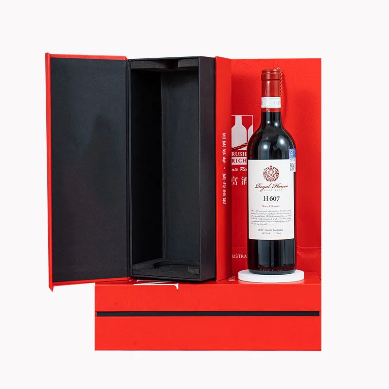 Custom Magnetic Wine Gift Box with Gold Foil | Rigid Box, 300 MOQ, FSC Certified