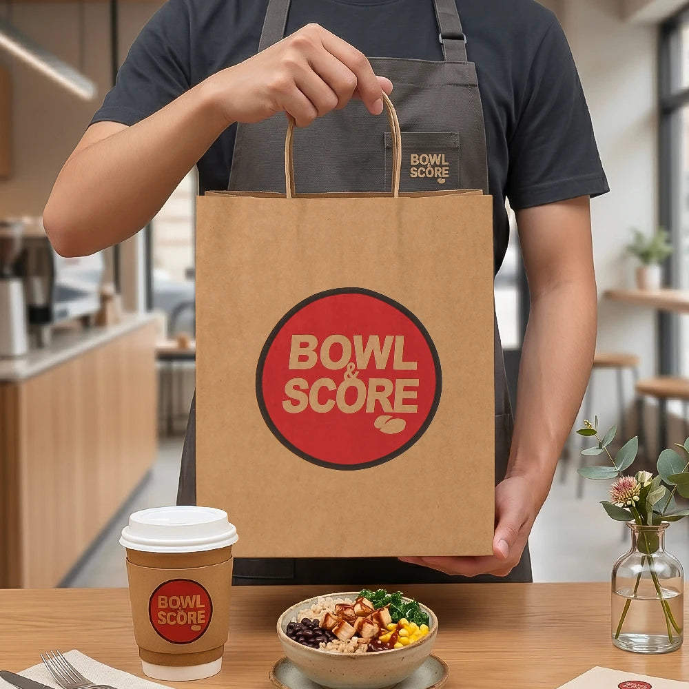 Custom Kraft Paper Takeaway Bags | Eco-Friendly Restaurant Bags