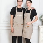 Custom Cotton-Poly Apron 10pcs MOQ | Embroidered/Screen Print/Digital, Adjustable Straps for Chef Barista