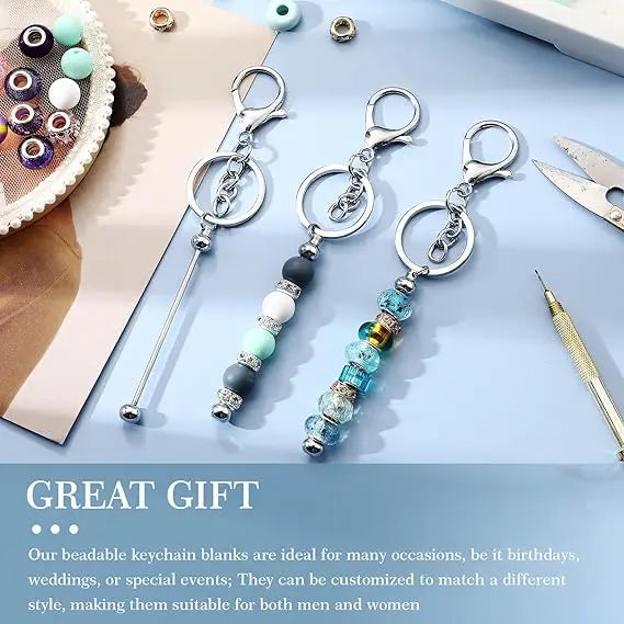 Custom DIY Beadable Keychain Kit | Metal Bars & Silicone Beads | MOQ 10