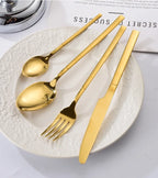 Gold Stainless Steel Flatware Set | 18/0 Elegant Wedding Flatware