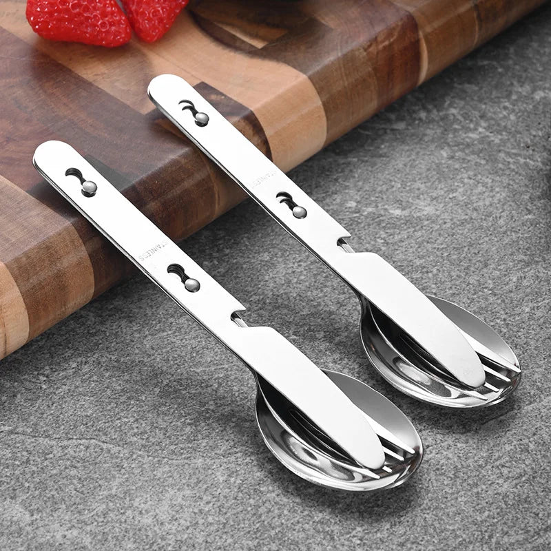 4-in-1 Stainless Steel Cutlery Set | Travel & Outdoor | 300 MOQ