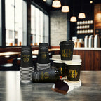 Custom PLA Kraft Paper Coffee Cups with Lids | Eco Disposable