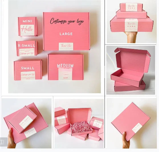 Custom Corrugated Mailer Boxes: 100 MOQ, 35-Day Lead, Free Sample | Pink Cosmetic Shipping Packaging