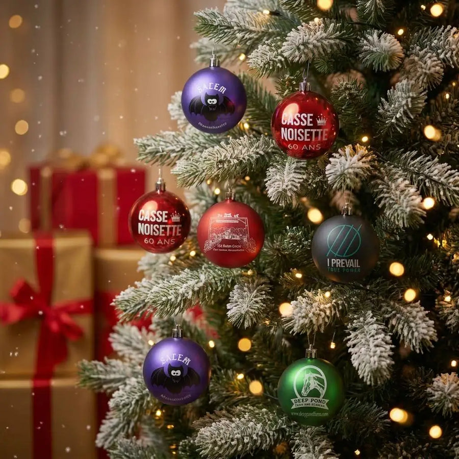 Custom Christmas Ornament Balls Wholesale | Personalized Logo 1-4 Color Print