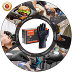 510K Certified Nitrile Gloves 9" Black | Medical Food Tattoo Safety | Bulk Wholesale